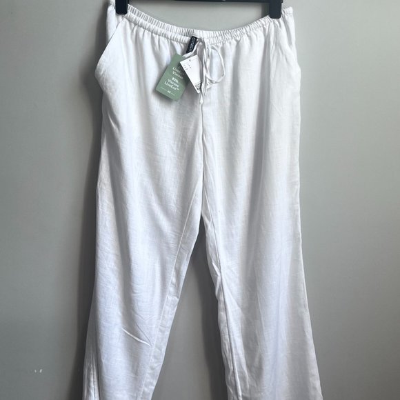 NWT H&M Linen-blend Pull-on Pants - Picture 5 of 8